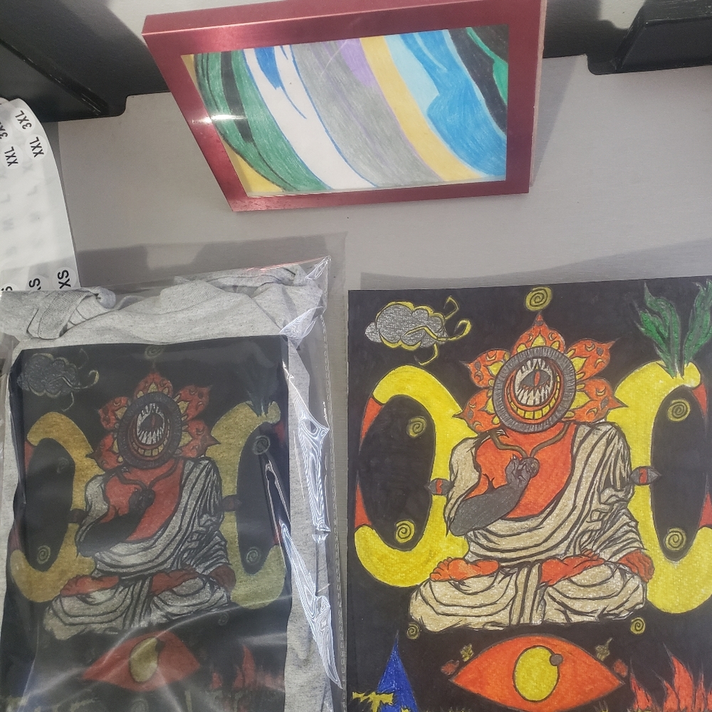 The Orange Charka Buddha Graphic Design T-Shirt